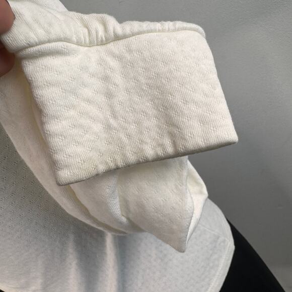 Faherty Off White Organic Cotton Antibes Pointelle Textured Top Egret XS X-Small - Picture 7 of 10